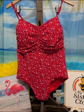 Lands' End Red Star-Print One-Piece Swimsuit